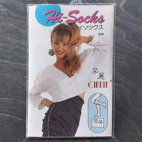 Japanese 80s deadstock grey knee-high stockings - Picture 2 of 7